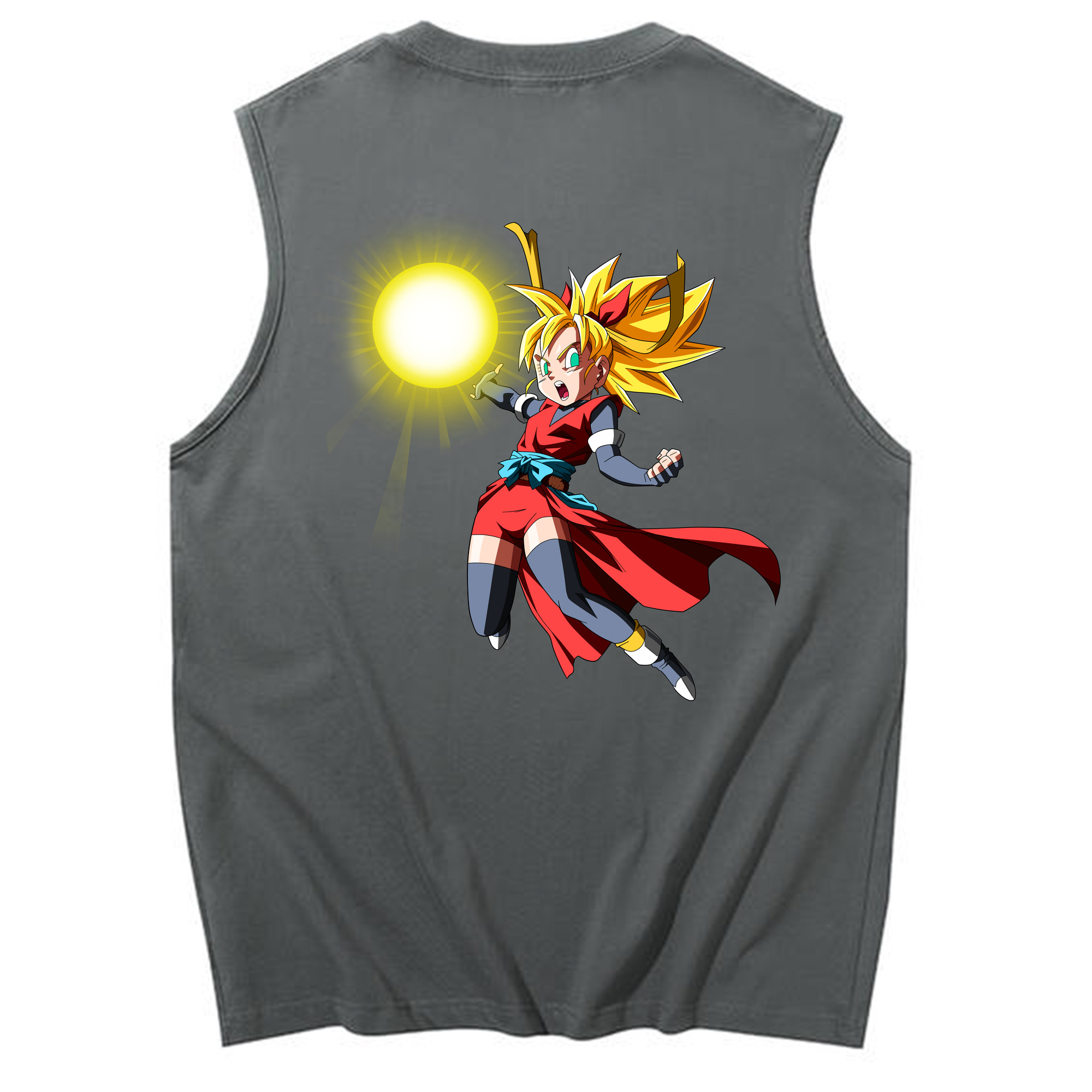 （画像用） ドラゴンボール カリフラ DRAGON BALL Caulifla コットン100％タンクトップ（背面プリント）
